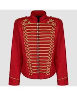 Red And Gold Jacket Men's Punk Military Officer Drummer Parade - Jacket Tailor
