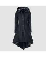 Women Black Trench Outerwear Casual Dark Streetwear Retro Goth Coat