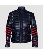 New Classic Military Rock Parade Coat Real Glazed Leather Jacket - Jacket Tailor