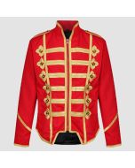 Men Military Parade red Marching Jacket Gothic Steampunk Army Band Drummer Jacket1 - Jacket Tailor