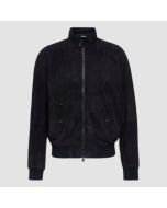 Men's Blue Torrance Suede Bomber Jacket