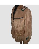 Men's Native American Fringes Leather Brown Beaded Jacket - Jacket Tailor