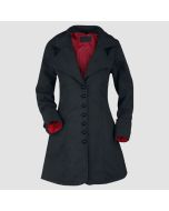 Gothic Ladies Black Coat with Red Lining Black
