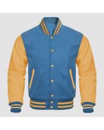 Men's Varsity Letterman Bomber Baseball Jacket Gold Leather - Jacket Tailor