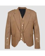 Argyll Jacket With Waistcoat/vest Brown Serge Wool - Jacket Tailor