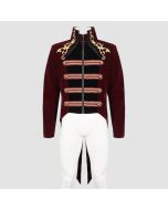 Men's Gothic Totem Embroidered Swallow-tailed Coat Red