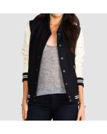 Women’s Cream and Black Varsity Jacket -  Jacket Tailor