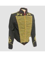 Ceremonial Black Hussar Military Uniform Gold Braided Men Jacket - Jacket Tailor