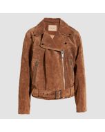 Women Brown Biker Suede Leather Jacket