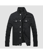 Black Denim Jacket With Silver Snap Buttons Stylish- Jacket Tailor
