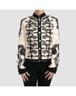 Dolce & Gabbana Jacket White Wool Black Floral Burqa - Jacket Tailor
