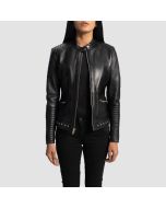 Haley Ray Black Leather Biker Jacket