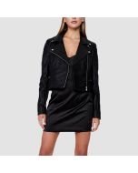 Women’s Black Moto Biker Faux Leather Jacket
