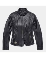 Harley Davidson Women Reflective Black Leather Jacket SZ Petite