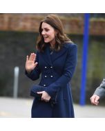 Kate Middleton Navy Wool Coat  Double-Breasted Overcoat-Jacket Tailor
