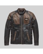 Men HD Triple Vent System Trostel Leather Jacket