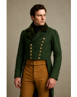 New Men Double Breast Green 1950th Metropolitan Regency Wool Tailcoat