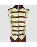 New Off White Marching Band Jacket, Marching Band wool Waistcoat, Men's Fashion Hussar Vest