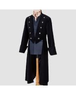 Men Black Admiral Black Gothic Highwayman Coat Military Gothic Wool Coat