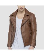Mens Biker Style Classy Brown Leather Jacket