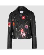 Women Fashion Printed Leather Jacket