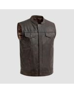 Sharp Shooter Men's Motorcycle Leather Vest - Brown