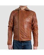 Men's Faux Fur Brown Leather Jacket
