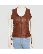 Women Brown Leather Vest