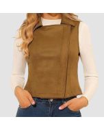 Women Casual Suede Leather Vest