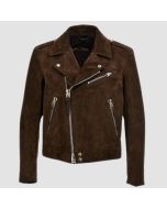 Men's Brown Suede Nail Casual Jackets, Parka