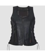 Ladies Side Lace Zip Up Hot Leathers Leather Vest