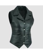 Genuine Stylish Black Leather Vest For Womens