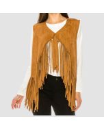 Womens Suede Leather Sleeveless Vest