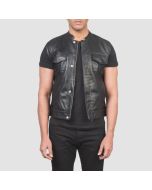 Atlas Moto Black Leather Vest