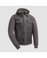 Kent Men's Motorcycle Leather Vest and Hoodie