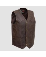 Texan Brown Men's Motorcycle Western Style Leather Vest