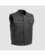 Upside Men's Club Style Leather Vest (Black)