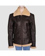 Women Shearling Aviator Bomber Jacket