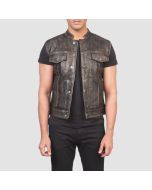 Atlas Moto Distressed Brown Leather Vest