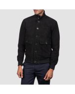 Eaton Black Suede Bomber Jacket