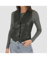 Women’s Vintage Black Leather Vest