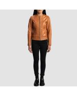 Sleekly Clean Tan Leather Biker Jacket