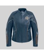 Women Juneau Embroidered Wing Sleeve Leather Harley Davidson Jacket